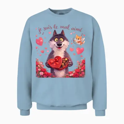 Wolf Le Mal Aimé Gift Lovers' Day Man Woman Child Unisex Sweatshirt - Light Blue