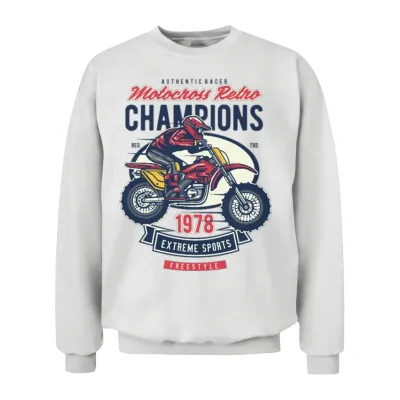 Motocross Retro Classic Motorcycle Unisex Sweatshirt - White