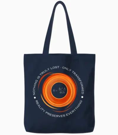 Black Hole Thermodynamics, Physical Equation Quote Entropy Tote Bags - Navy