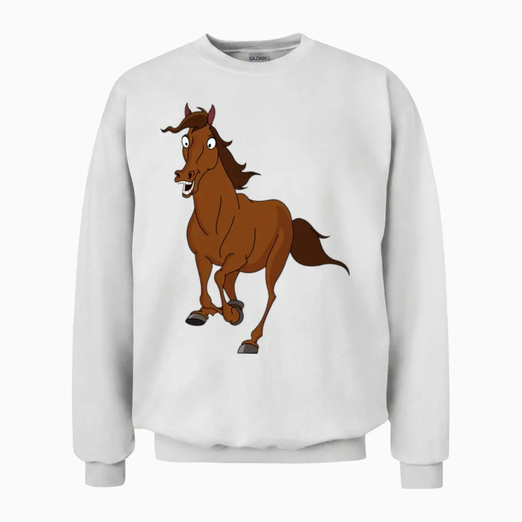 Horse Running Lovers Gift Unisex Sweatshirt in White