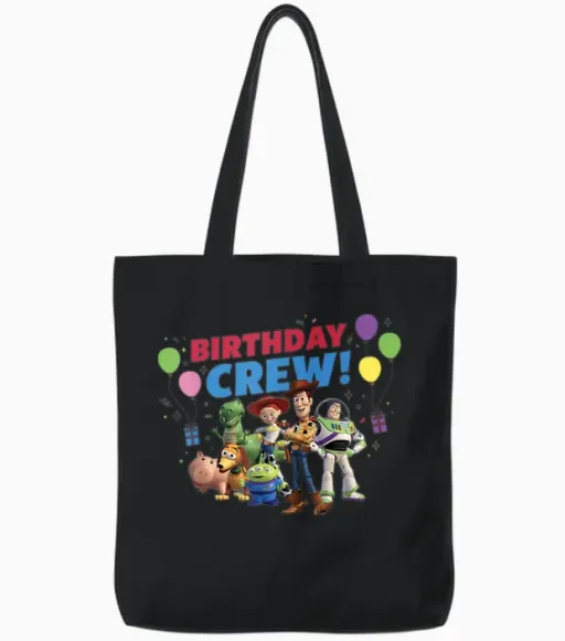 Disney and Pixar's Toy Story Family Party Birthday Crew T-Shirt, Black Tote Bags in Black