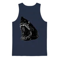 Scary Shark Unisex Tank Top - Navy – 1