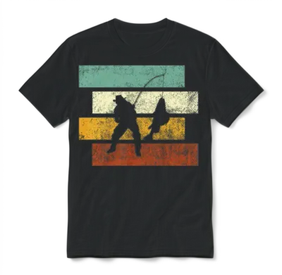 Fishing Retro Unisex T-Shirt - Black