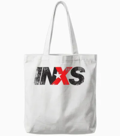 Inxs – Distressed Logo on White Tote Bags - White
