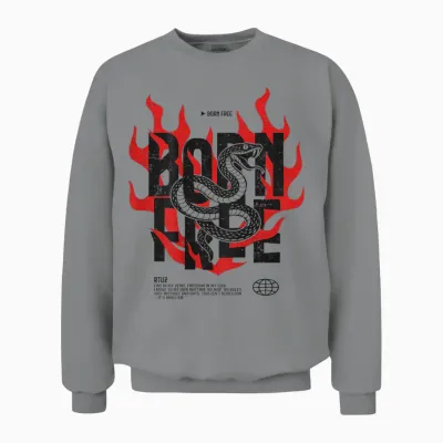 Backprint Streetwear Retro Mode Vintage Fashion Damen Herren Unisex Sweatshirt - Sport Grey
