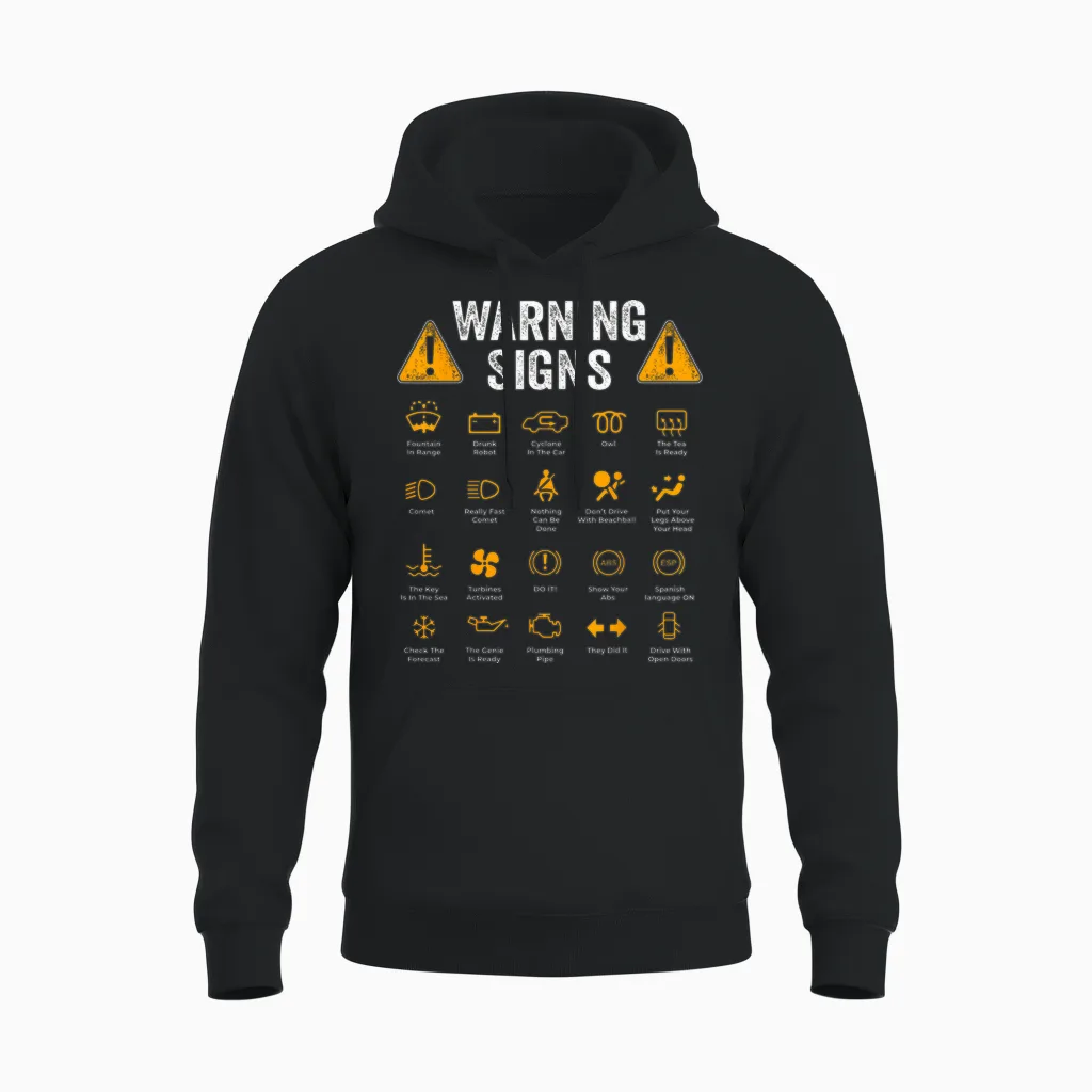 Funny Driving Warning Signs 101 Auto Mechanic Gift Driver Short Sleeve Unisex Hoodie in Black