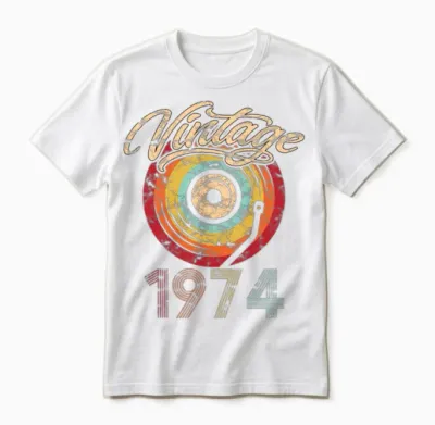1974 Geburtstag Vinyl Vintage Unisex T-Shirt - White