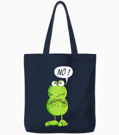 Statement T-Shirt with German Text "frosch I Nö Fun Design I Nein Comic" Tote Bags - Navy