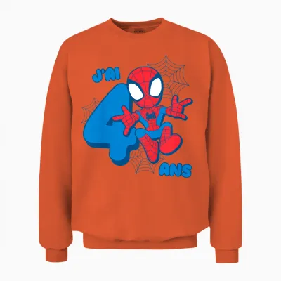 Kids Marvel Spider-Man Cute Spidey Birthday 4 Years Unisex Sweatshirt - Orange