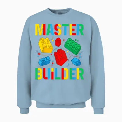 Master Builder Kids Building Blocks Brick Toy Master Builder T-Shirt Small Unisex Sweatshirt - Light Blue