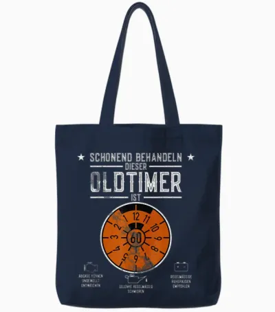Hu Plaque Gentle Treat Oldtimer Is 60th Birthday Tote Bags - Navy