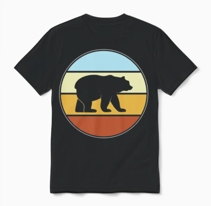 Bear Retro - Wildlife Unisex T-Shirt in Black