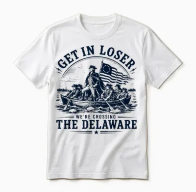 Get in Loser We're Crossing the Delaware 250th 4th July Unisex T-Shirt - White