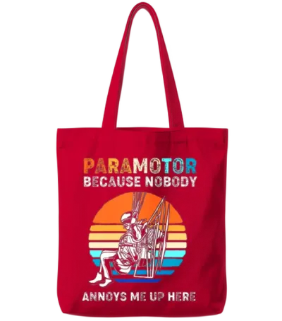 Nobody Annoys Me Up Here Retro Sunset Paramotoring Tote Bags - Red
