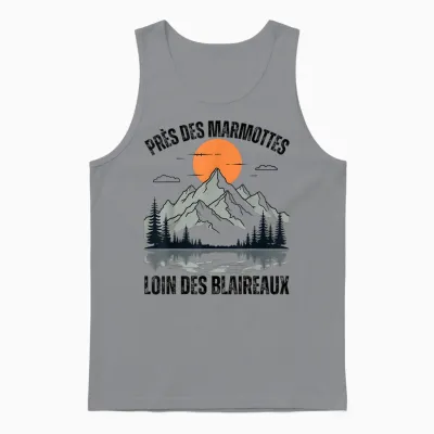 Near Marmots Away Badger Camping Mountain Nature T-Shirt, White, S Unisex Tank Top - Sport Grey
