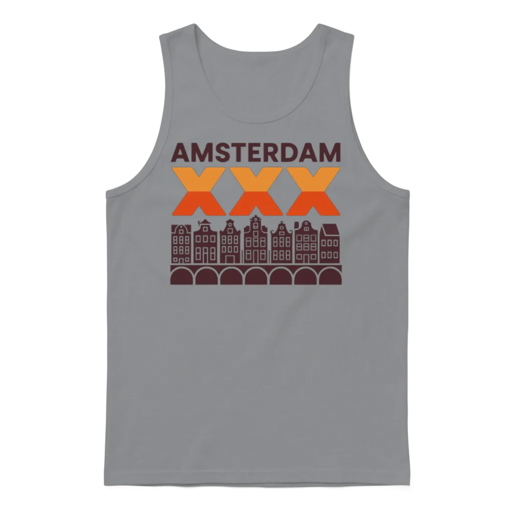 Amsterdam Triple X and Canal Houses Design Unisex Tank Top - Sport Grey