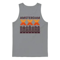 Amsterdam Triple X and Canal Houses Design Unisex Tank Top - Sport Grey – 1