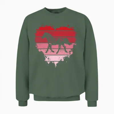 Horse Heart Vintage Unisex Sweatshirt - Military Green