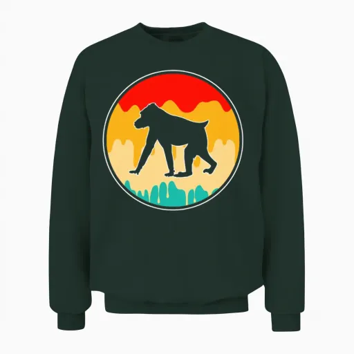 Monkey Retro Unisex Sweatshirt in Forest