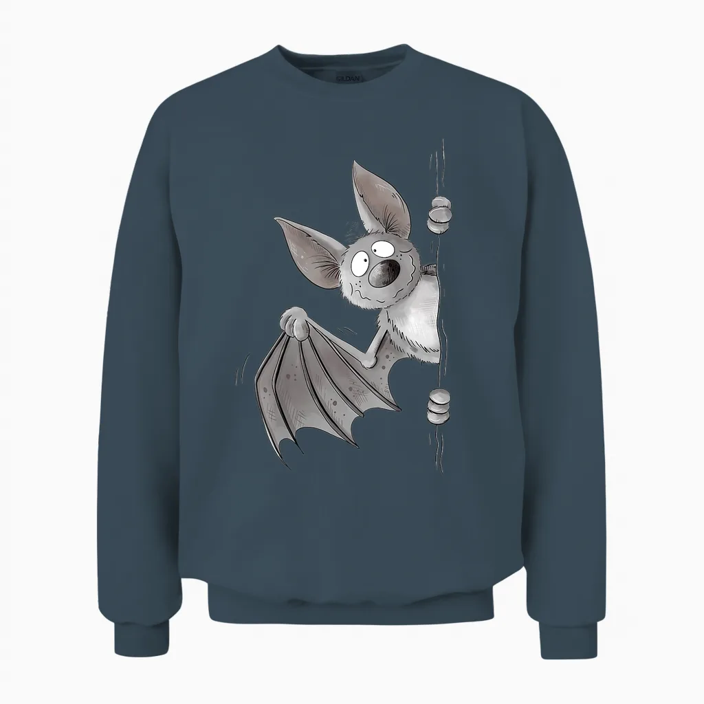 Funny Bat Flight Fox Animal Motif for Animal Lovers Fun T-Shirt, Black Unisex Sweatshirt in Dark Heather