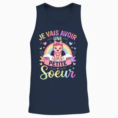 Enfant Annonce Grossesse - Bientôt Je Vais Avoir Une Petit Soeur Unisex Tank Top - Navy