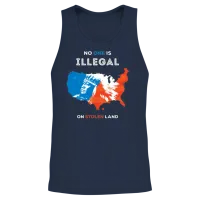 No One Is Illegal on Stolen Land Unisex Tank Top - Navy – 2