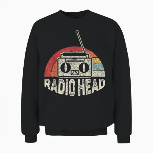 Vintage Retro Radio Head Unisex Sweatshirt - Black