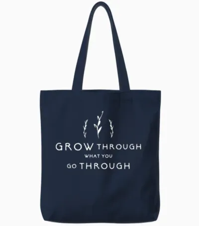 Self Growth Funny Tote Bags - Navy