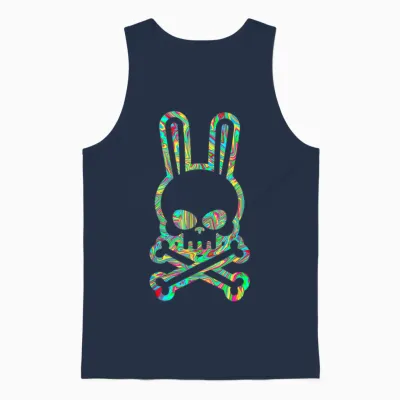 Funny Easter Bunny Retro Tie Dye Bunny Skull Cross Bone Unisex Tank Top - Navy