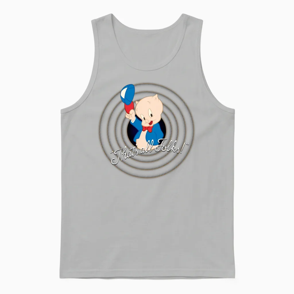 Looney Tunes Porky Pig - Farm & Country Unisex Tank Top in Ash