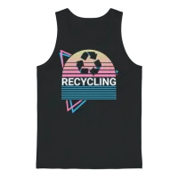 Recycling Recycle Retro Unisex Tank Top - Black – 1