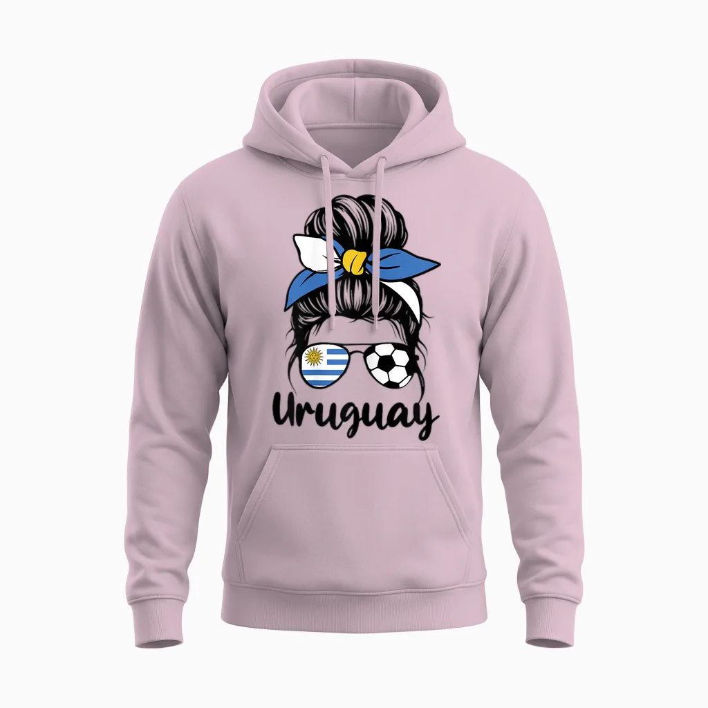 Uruguay Flag Women Mujeres Proud Uruguayan Fans Supporters Unisex Hoodie in Light Pink