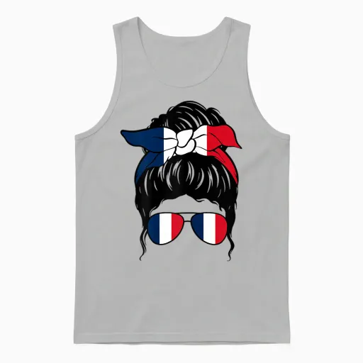 French Girl France French Flag French Pride Unisex Tank Top in Ash