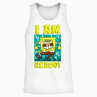 Mademark X Spongebob Squarepants - Spongebob I Am Ready Funny Spongebob Running and Ready Unisex Tank Top - White