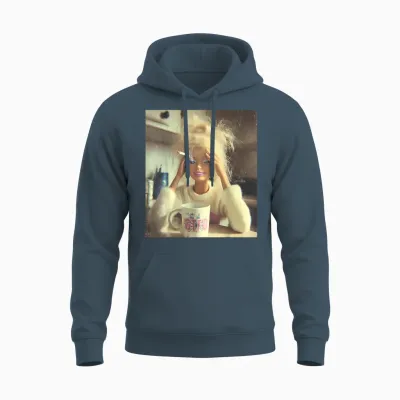 Funny Doll Face Sarcastic Doll Smoking Y2k Unisex Hoodie - Dark Heather