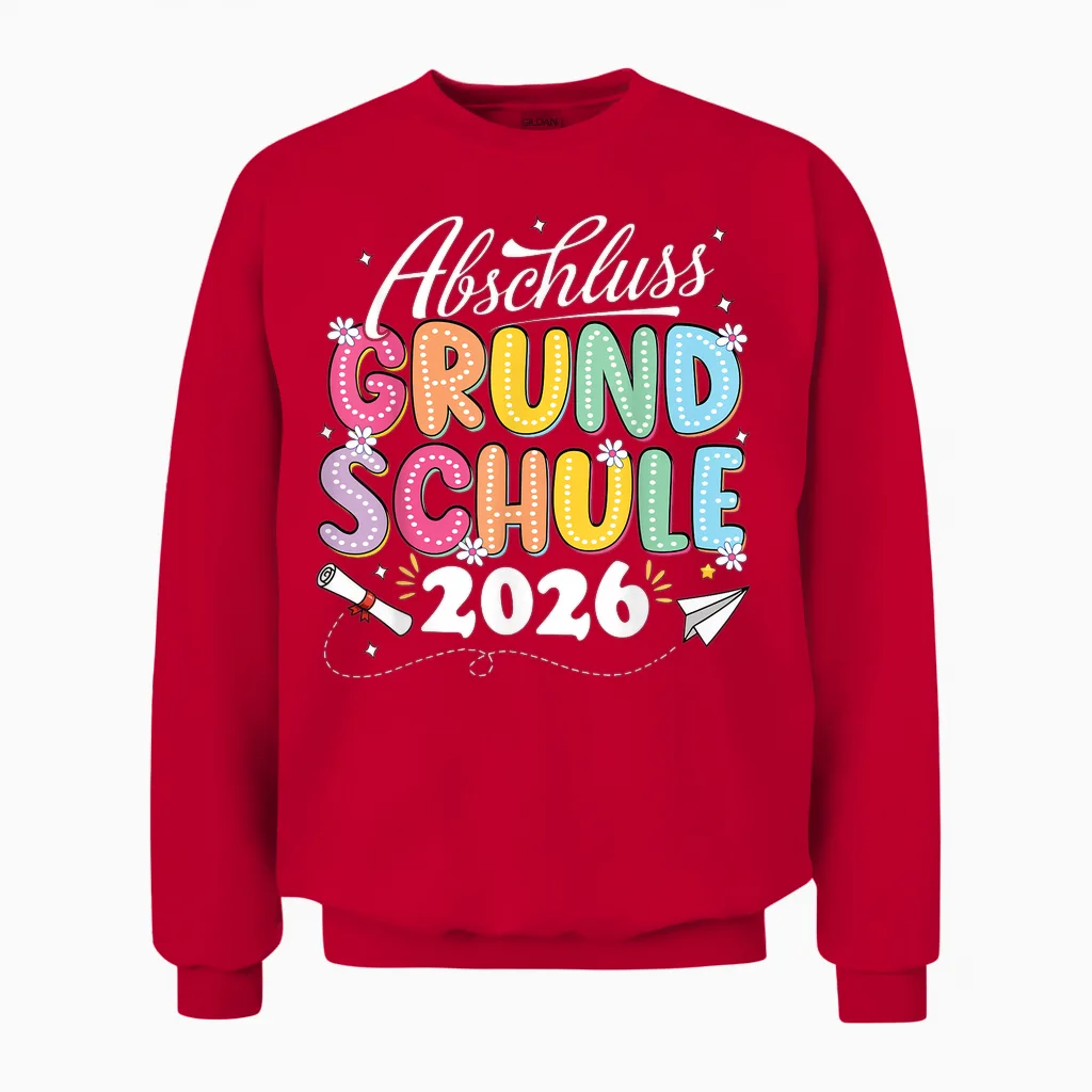 Abschluss Grundschule Geschafft 2026 Abschied Unisex Sweatshirt in Red