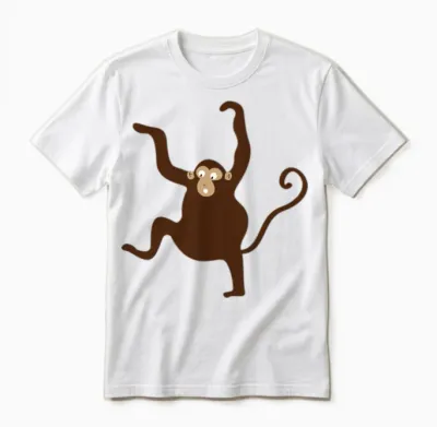 Funny Minimal Monkey Unisex T-Shirt - White