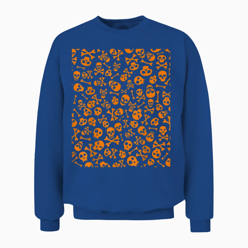 Motif Tête De Mort Et Os Croisés - Graphique Gothique D'halloween Unisex Sweatshirt in Royal