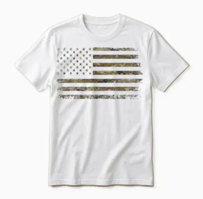 Camo American Flag Usa Camouflage Men Boys Women Girls Unisex T-Shirt - White