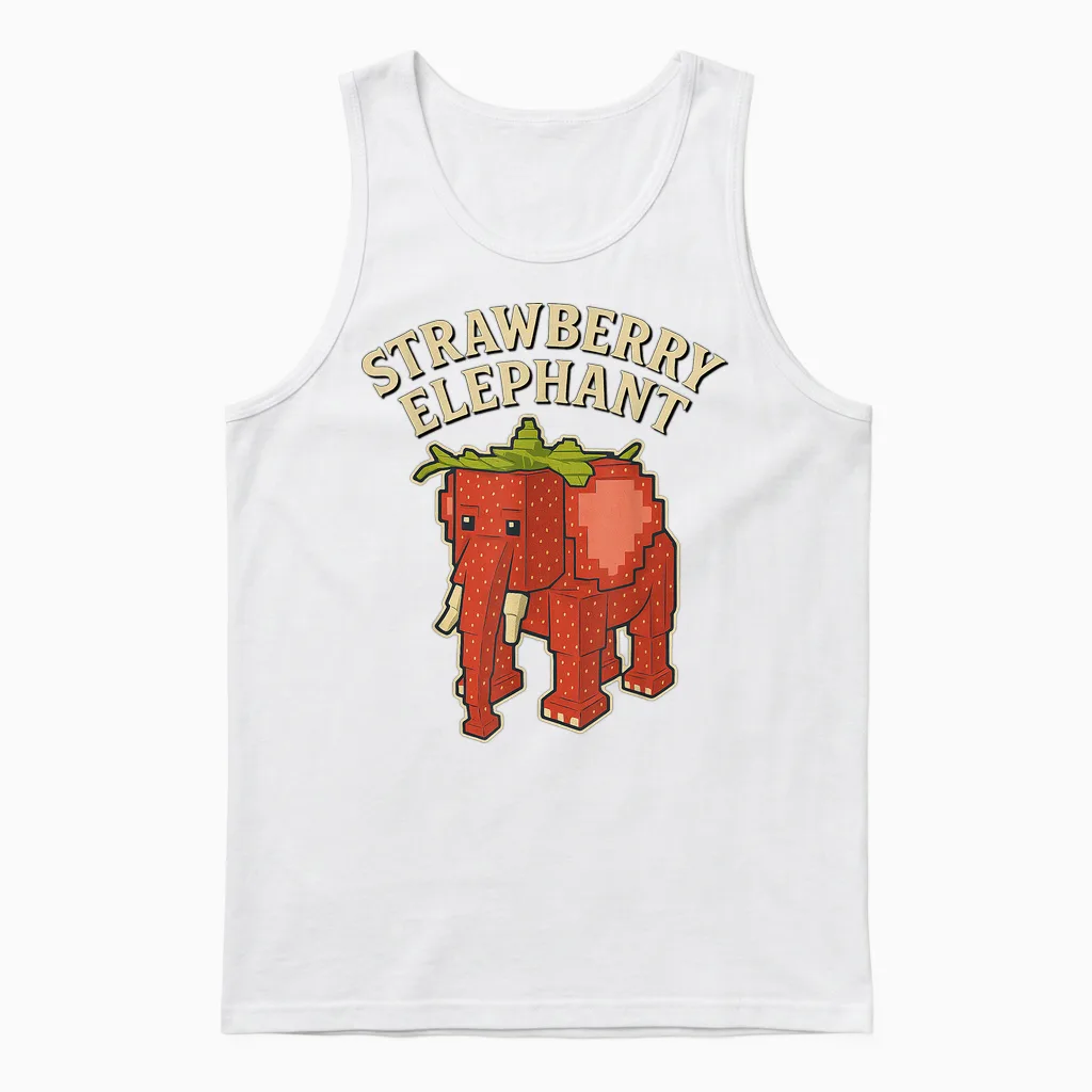 Strawberry Elephant Funny Italian Brain Red Kids Gaming Meme Unisex Tank Top in White