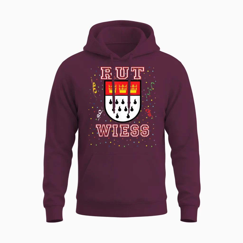 Köln Rut Und Wiess Rot Weiss Karneval Kölsch Kölle Alaaf Unisex Hoodie in Maroon