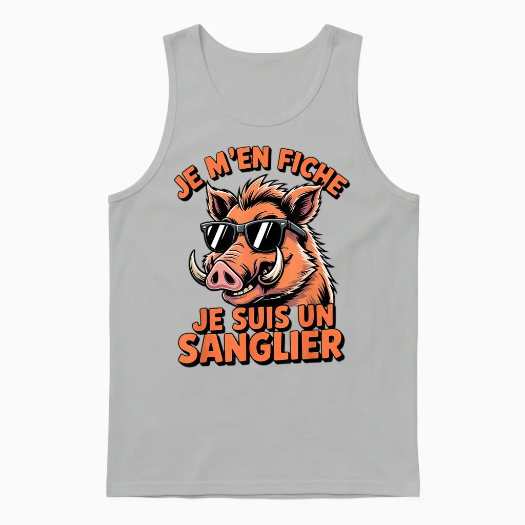 I Don't Care I'm a Boar Humour Lovers Animals Unisex Tank Top in Ash