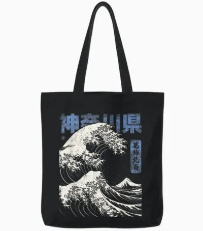 Hokusai Ukiyo-E Japan Honshu Japanische Welle Vor Kanagawa Tote Bags - Black