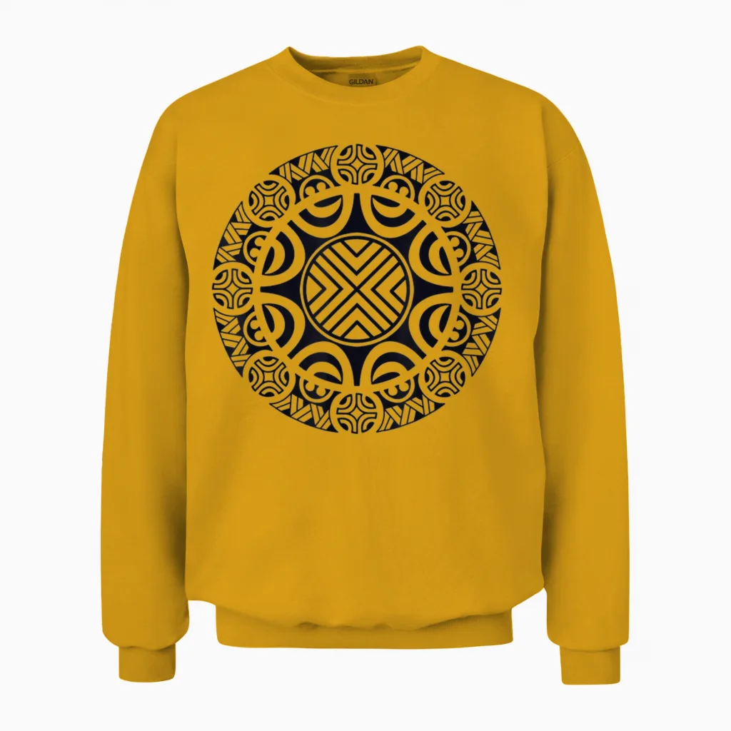 Hawaiian Maori Tribal Polynesian T-Shirt, Grey, S Unisex Sweatshirt in Gold