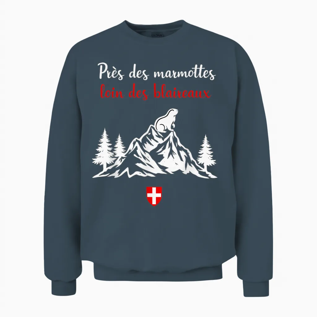 Gift Groundhog Humor Near Marmots Away Badgers Unisex Sweatshirt in Dark Heather