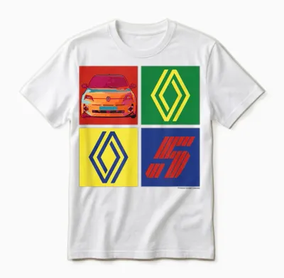 Renault 5 Electric Car Logo Diamond Retro Pop Art Unisex T-Shirt - White