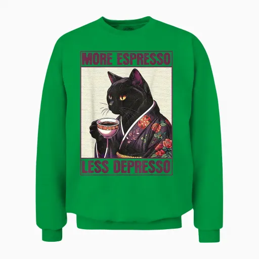 More Espresso Less Depresso T-Shirt Amusant Pour Adolescents, Hommes Et Femmes Unisex Sweatshirt - Irish Green