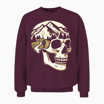 Hiking Hike Skull Unisex Sweatshirt - Maroon