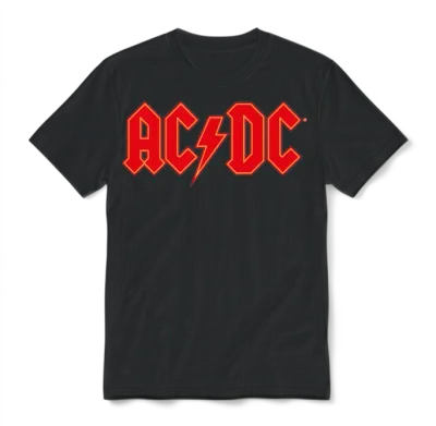 Ac/dc Red Logo with Lightning Bolt Unisex T-Shirt - Black
