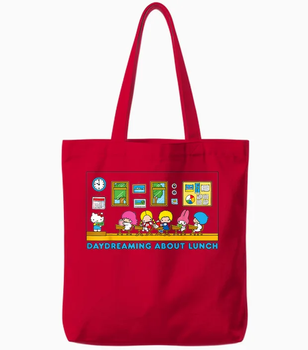 Sanrio Hello Kitty and Friends Daydreaming About Lunch Class Tote Bags in Red